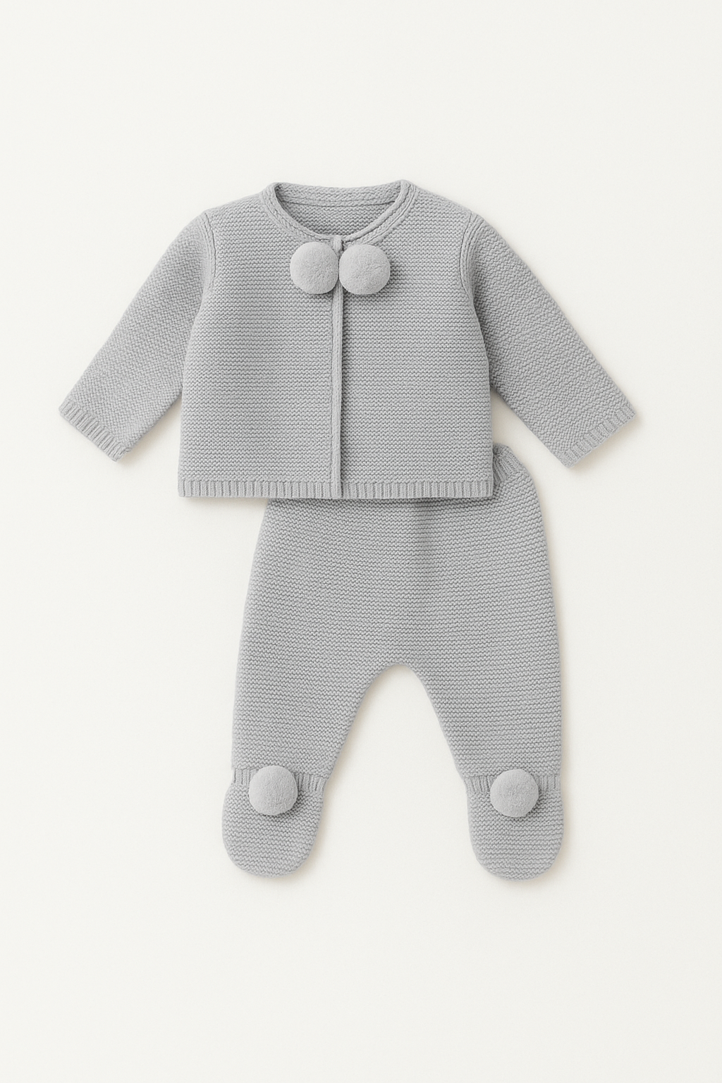 Dandelion clothing knitted Pom Pom set - Plain Grey