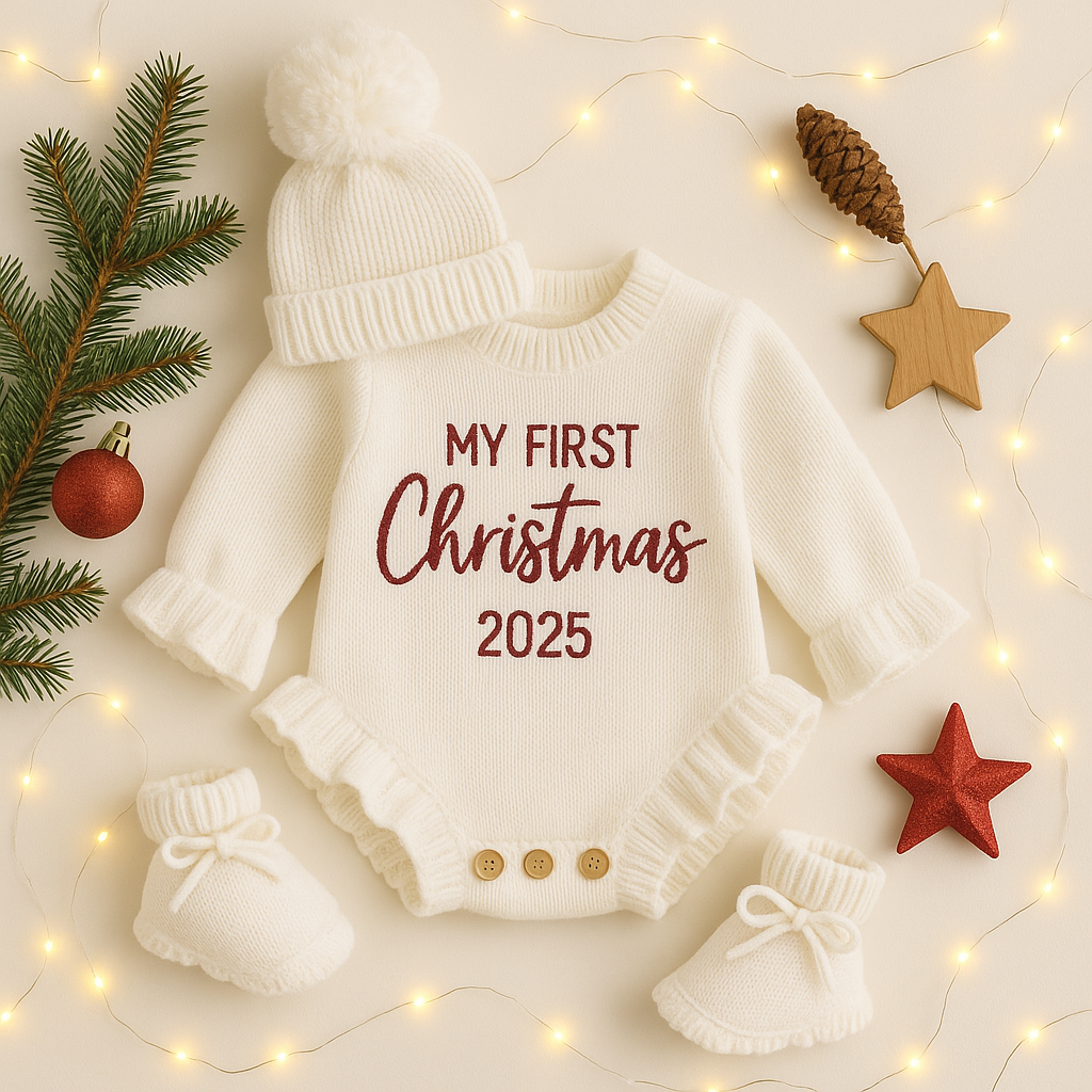 Frilly White Romper - My First Christmas