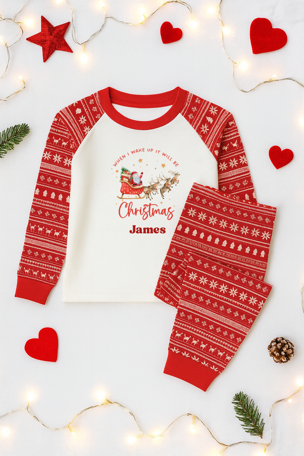 Personalised Christmas pyjamas- Santa and reindeer