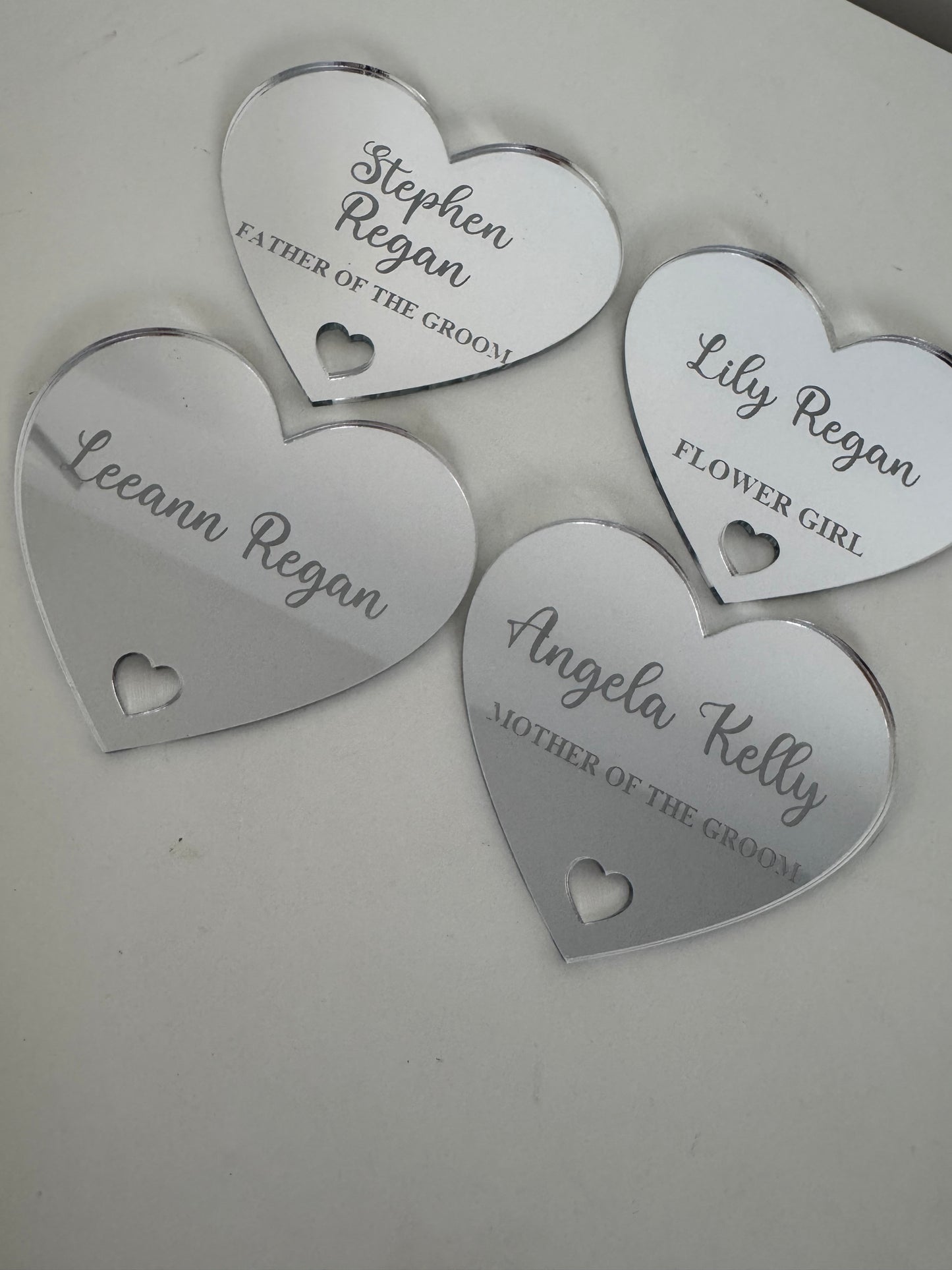 Silver Wedding Name Tags - Engraved