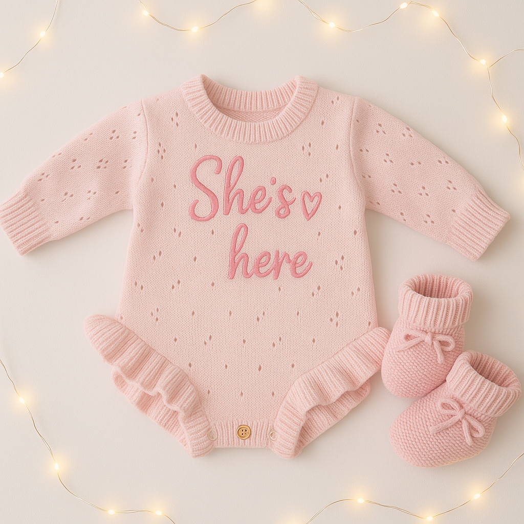 Frilly Pink Romper - She's here