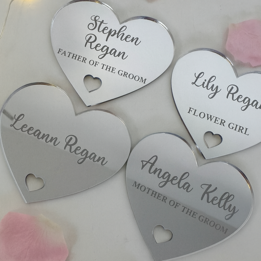 Silver Wedding Name Tags - Engraved