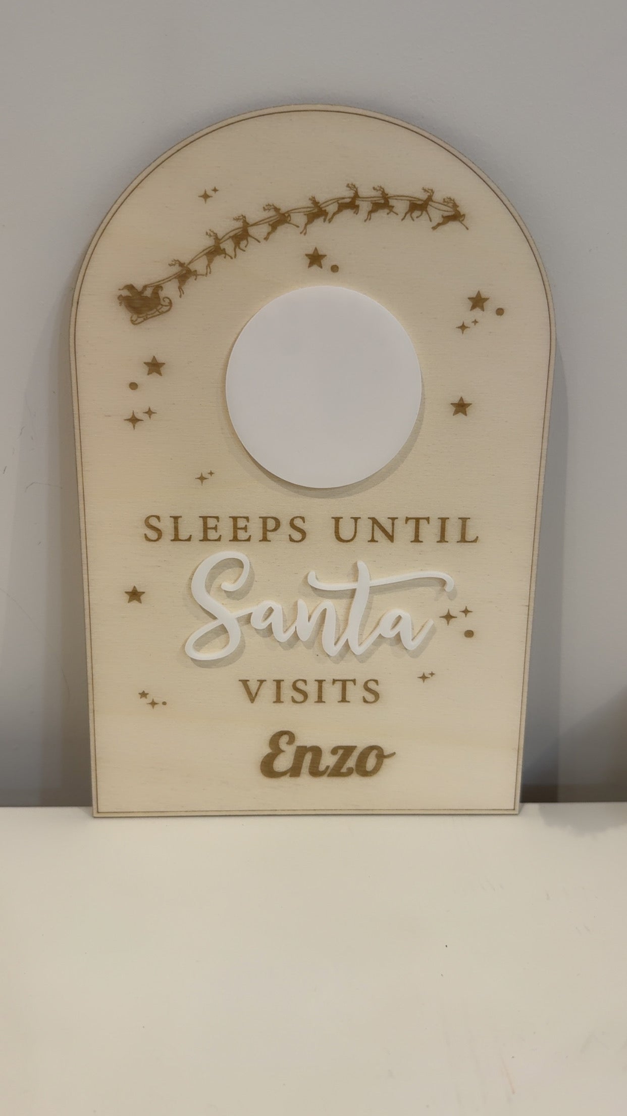 Personalised Sleeps Till Santa Visits Board, Christmas Countdown Board