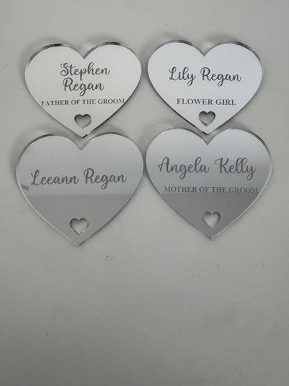 Silver Wedding Name Tags - Engraved