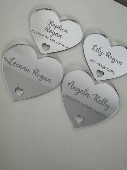 Silver Wedding Name Tags - Engraved