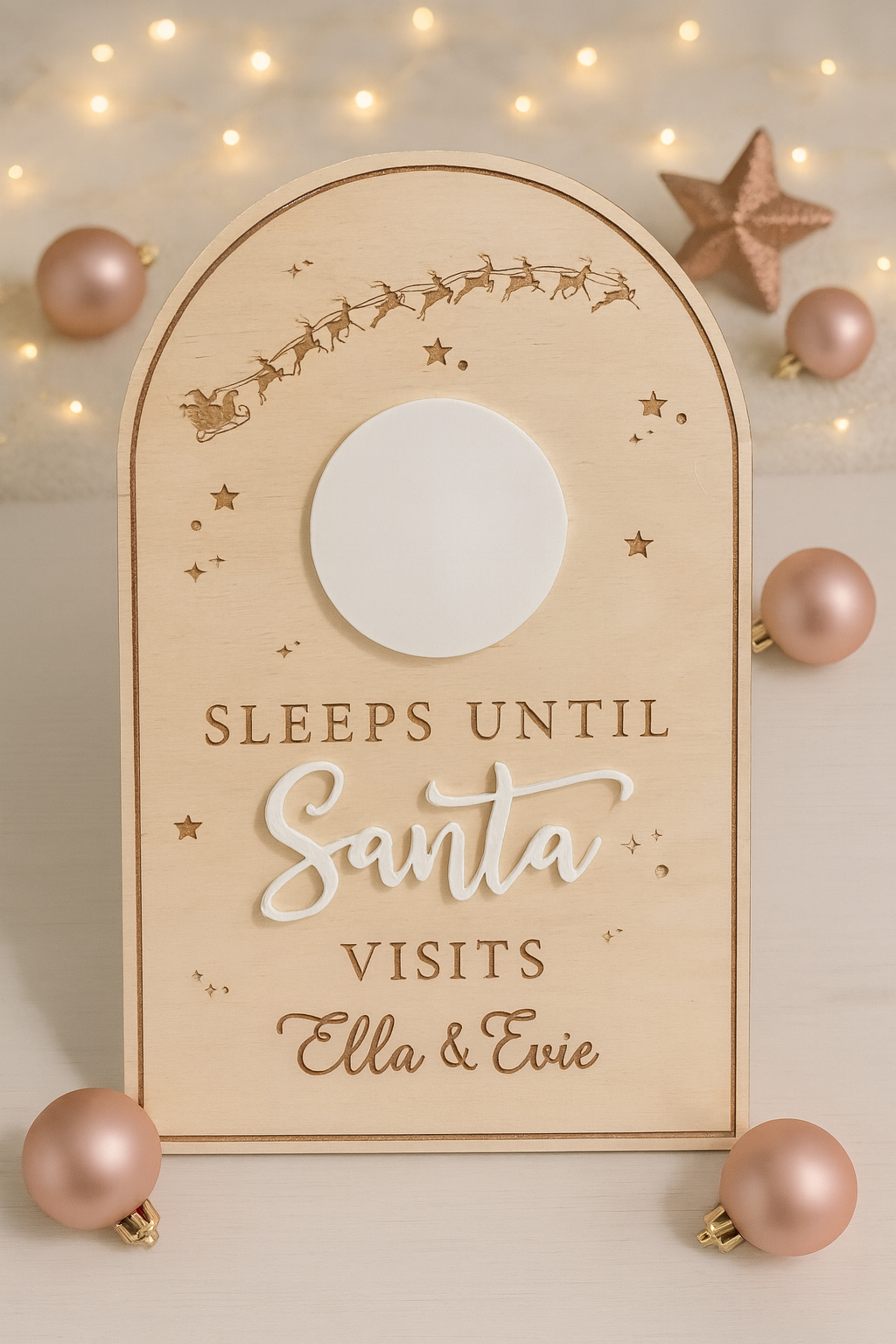 Personalised Sleeps Till Santa Visits Board, Christmas Countdown Board