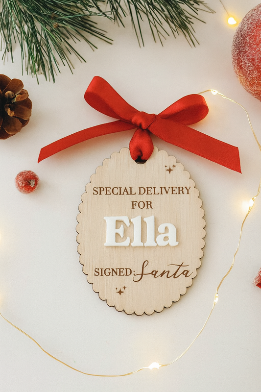 Personalised special delivery name tag for Christmas gifts