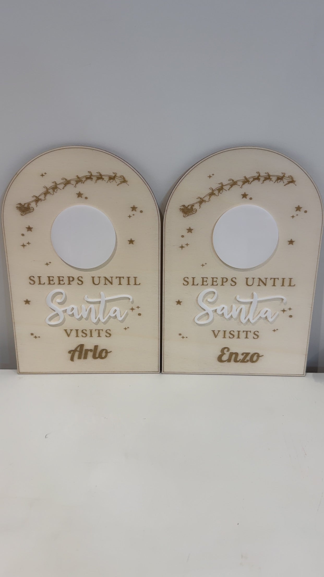 Personalised Sleeps Till Santa Visits Board, Christmas Countdown Board