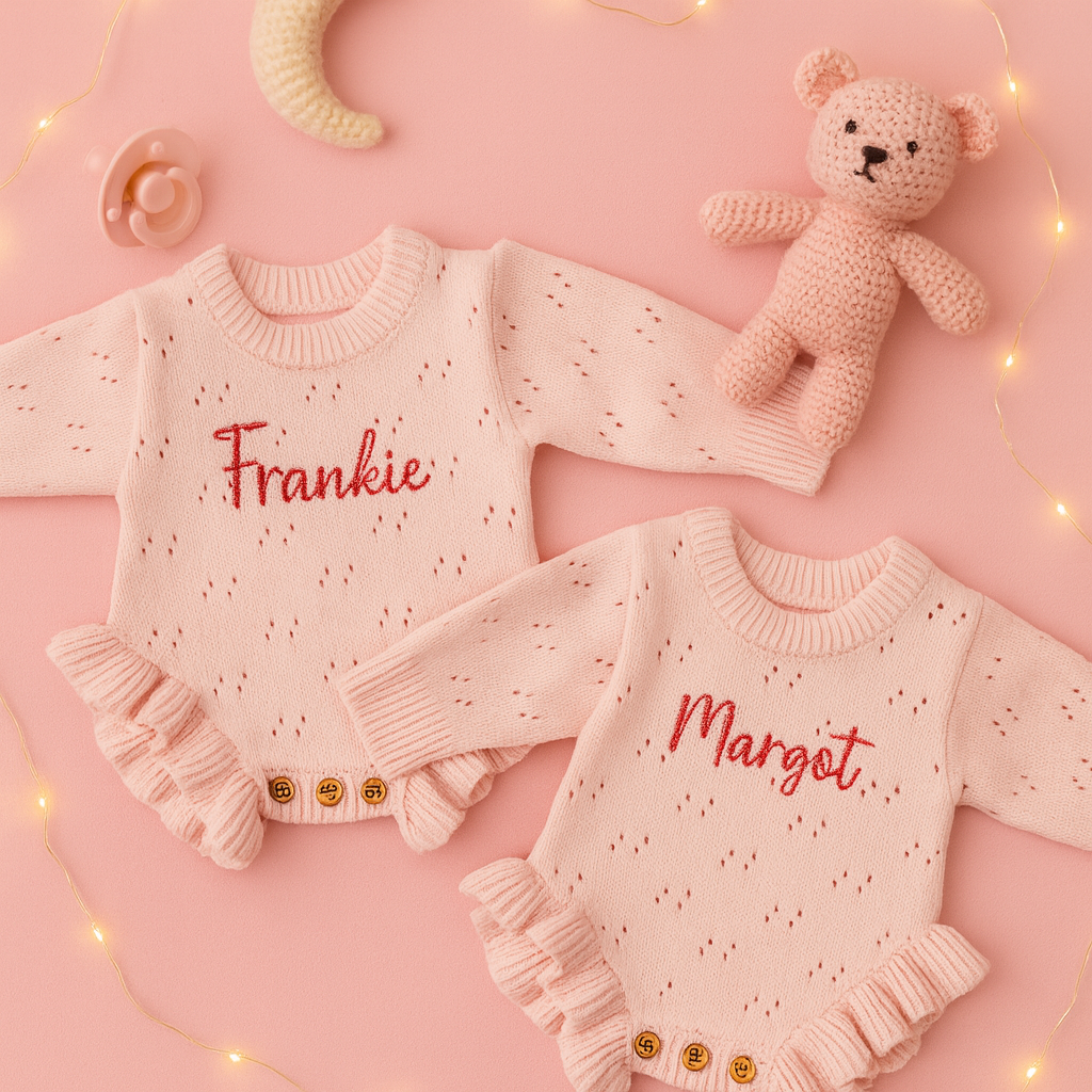 Frilly Pink Romper - Name