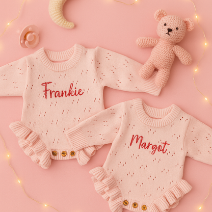 Frilly Pink Romper - Name