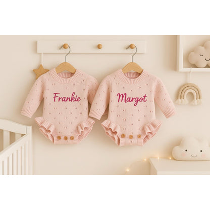 Frilly Pink Romper - Name