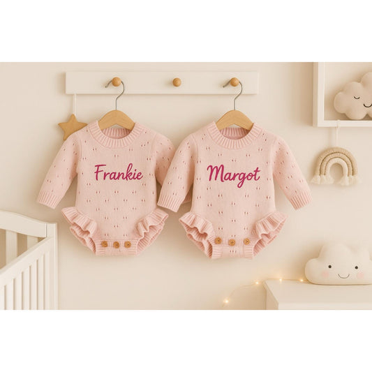 Frilly Pink Romper - Name