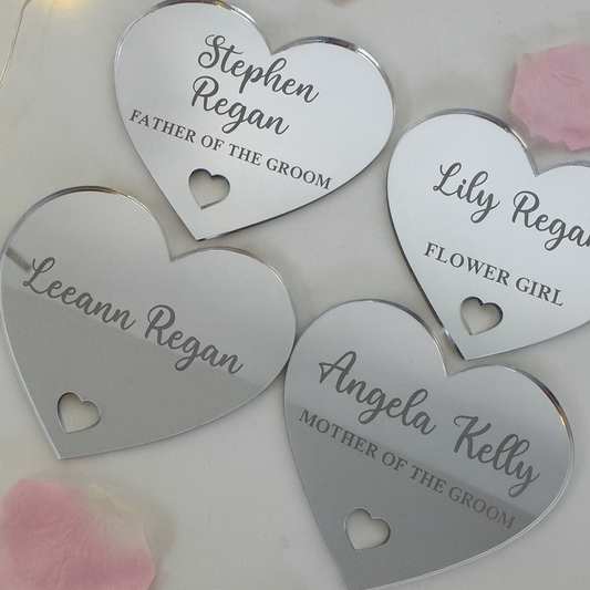 Silver Wedding Name Tags - Engraved