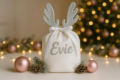 Personalised Christmas Gift Bag – Reindeer Antlers Santa Bag
